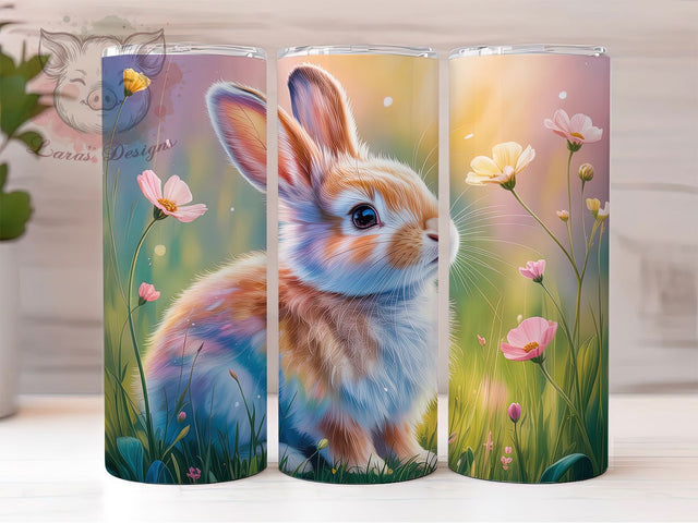 Easter Floral Bunny 20oz Tumbler, Spring Floral Cup Wrap, Colorful Bunny Design, Sublimation Tumbler Wrap, 20Oz Tumbler Design, Artistic Easter Cup, Stylish Bunny Floral Wrap Sublimation Lara' s Designs 