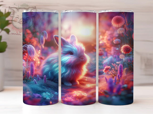 Easter Floral Bunny 20oz Tumbler, Spring Floral Cup Wrap, Colorful Bunny Design, Sublimation Tumbler Wrap, 20Oz Tumbler Design, Artistic Easter Cup, Stylish Bunny Floral Wrap Sublimation Lara' s Designs 