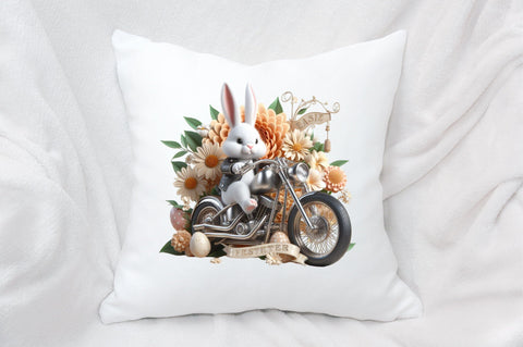 Easter Flower Biker Bunny Clipart PNG Sublimation SVGArt 