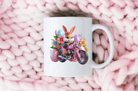 Easter Flower Biker Bunny Clipart PNG Sublimation SVGArt 