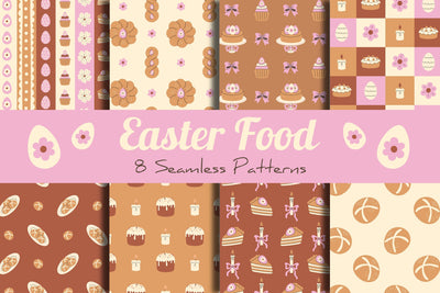 Easter Food Seamless Patterns & Digital Papers Set Digital Pattern Rin Green 