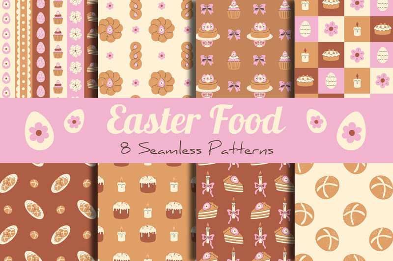 Easter Food Seamless Patterns & Digital Papers Set Digital Pattern Rin Green 