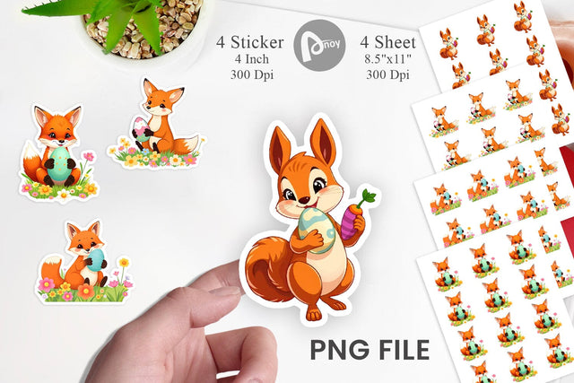 Easter Fox Sticker Sublimation artnoy 