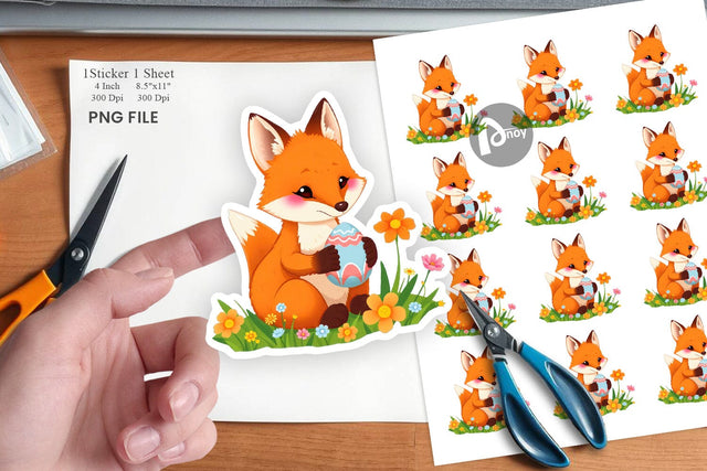Easter Fox Sticker Sublimation artnoy 
