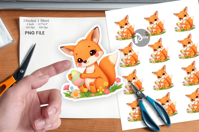 Easter Fox Sticker Sublimation artnoy 
