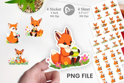 Easter Fox Sticker Sublimation artnoy 