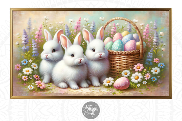 Easter Frame TV art, Easter bunny Frame TV art, Easter eggs Digital Pattern Artisan Craft SVG 