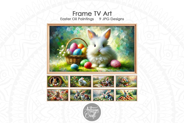 Easter Frame TV art, Easter painting, bunnies, eggs Digital Pattern Artisan Craft SVG 
