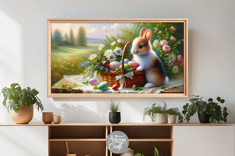 Easter Frame TV art, Easter painting, bunnies, eggs Digital Pattern Artisan Craft SVG 
