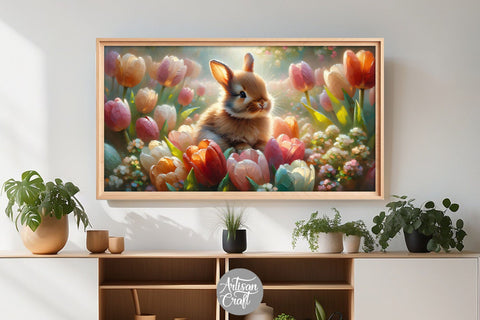 Easter Frame TV art, Easter painting, bunnies, eggs Digital Pattern Artisan Craft SVG 