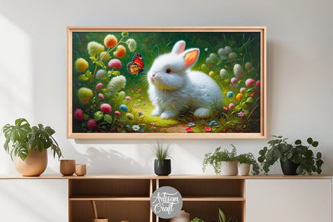 Easter Frame TV art, Easter painting, bunnies, eggs Digital Pattern Artisan Craft SVG 