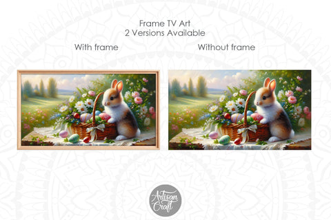 Easter Frame TV art, Easter painting, bunnies, eggs Digital Pattern Artisan Craft SVG 