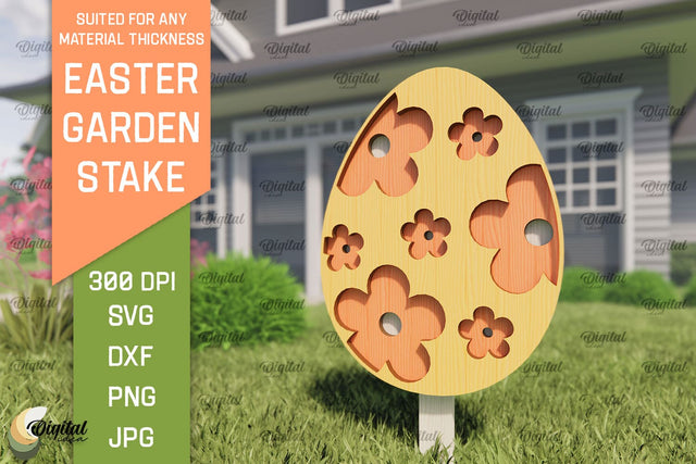 Easter Garden Stake SVG. Plant Marker Laser Cut. Easter Bunny SVG SVG Evgenyia Guschina 