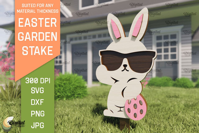 Easter Garden Stake SVG. Plant Marker Laser Cut. Easter Bunny SVG SVG Evgenyia Guschina 