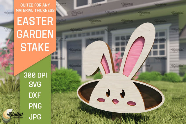 Easter Garden Stake SVG. Plant Marker Laser Cut. Easter Bunny SVG SVG Evgenyia Guschina 