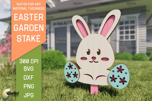 Easter Garden Stake SVG. Plant Marker Laser Cut. Easter Bunny SVG SVG Evgenyia Guschina 