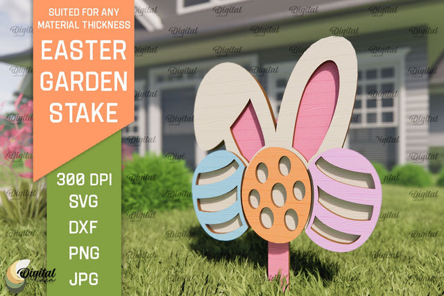 Easter Garden Stake SVG. Plant Marker Laser Cut. Easter Bunny SVG SVG Evgenyia Guschina 