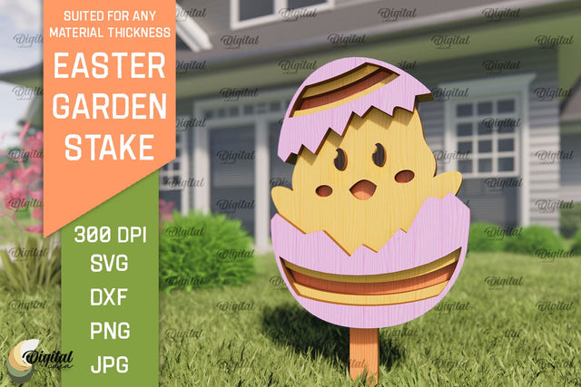 Easter Garden Stake SVG. Plant Marker Laser Cut. Easter Chick SVG SVG Evgenyia Guschina 