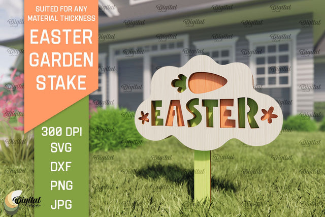 Easter Garden Stake SVG. Plant Marker Laser Cut. Easter Sign SVG SVG Evgenyia Guschina 