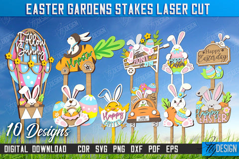 Easter Garden Stakes Bundle | Garden Decoration | Lawn Stake | Easter Design | CNC Files SVG Fly Design 