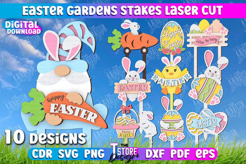 Easter Garden Stakes Bundle | Garden Decoration | Lawn Stake | Easter Design | CNC Files SVG The T Store Design 