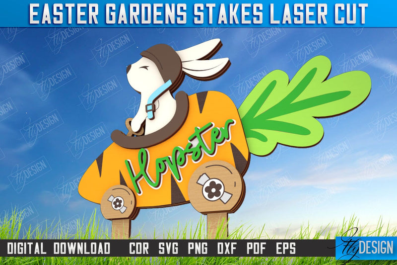 Easter Garden Stakes | Garden Decoration | Lawn Stake | Easter Design | CNC File SVG Fly Design 