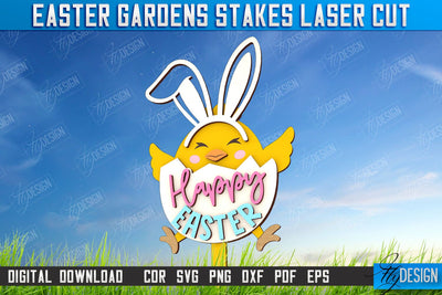 Easter Garden Stakes | Garden Decoration | Lawn Stake | Easter Design | CNC File SVG Fly Design 