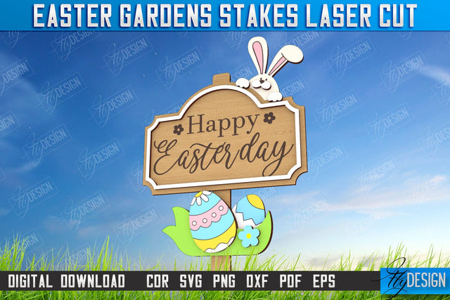 Easter Garden Stakes | Garden Decoration | Lawn Stake | Easter Design | CNC File SVG Fly Design 
