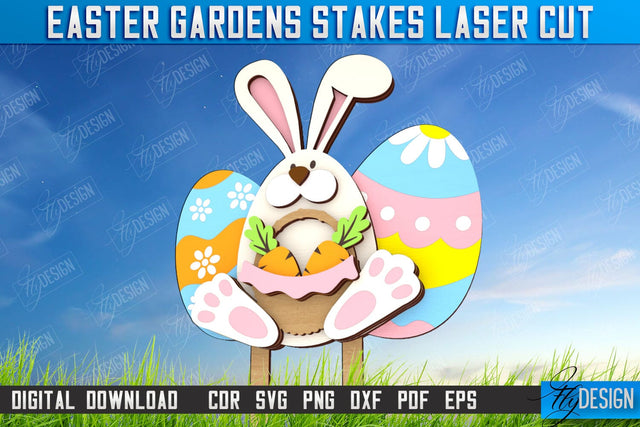 Easter Garden Stakes | Garden Decoration | Lawn Stake | Easter Design | CNC File SVG Fly Design 