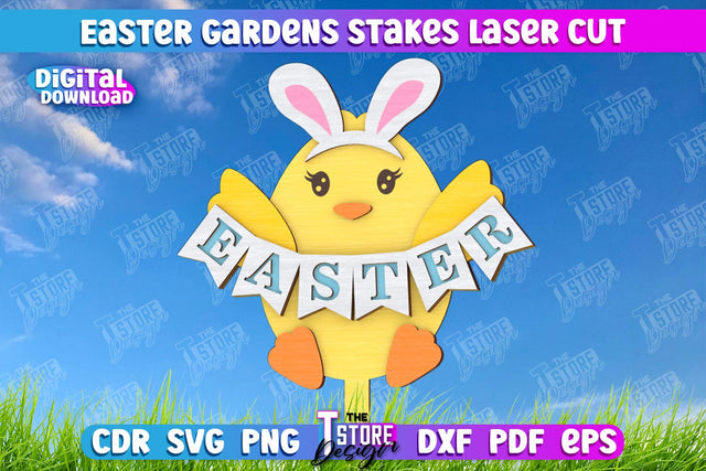 Easter Garden Stakes | Garden Decoration | Lawn Stake | Easter Design | CNC File SVG The T Store Design 