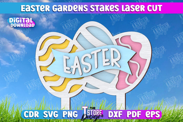 Easter Garden Stakes | Garden Decoration | Lawn Stake | Easter Design | CNC File SVG The T Store Design 