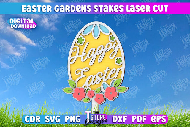 Easter Garden Stakes | Garden Decoration | Lawn Stake | Easter Design | CNC File SVG The T Store Design 