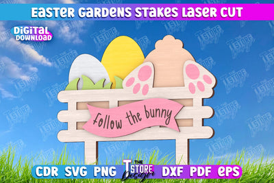 Easter Garden Stakes | Garden Decoration | Lawn Stake | Easter Design | CNC File SVG The T Store Design 