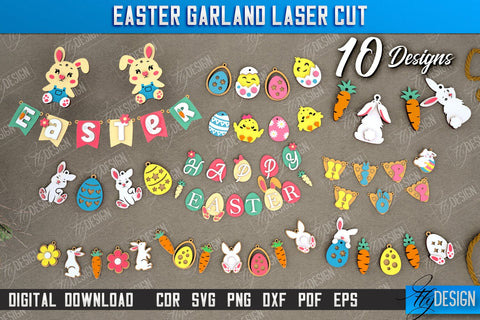 Easter Garland Bundle | Easter Banner | Easter Decorations | Home Décor | Holiday | CNC Files SVG Fly Design 