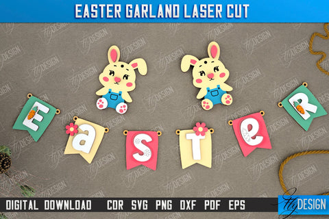 Easter Garland Bundle | Easter Banner | Easter Decorations | Home Décor | Holiday | CNC Files SVG Fly Design 