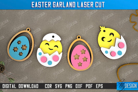 Easter Garland Bundle | Easter Banner | Easter Decorations | Home Décor | Holiday | CNC Files SVG Fly Design 
