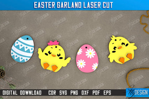 Easter Garland Bundle | Easter Banner | Easter Decorations | Home Décor | Holiday | CNC Files SVG Fly Design 