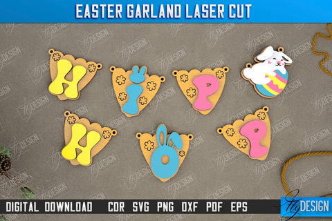 Easter Garland Bundle | Easter Banner | Easter Decorations | Home Décor | Holiday | CNC Files SVG Fly Design 