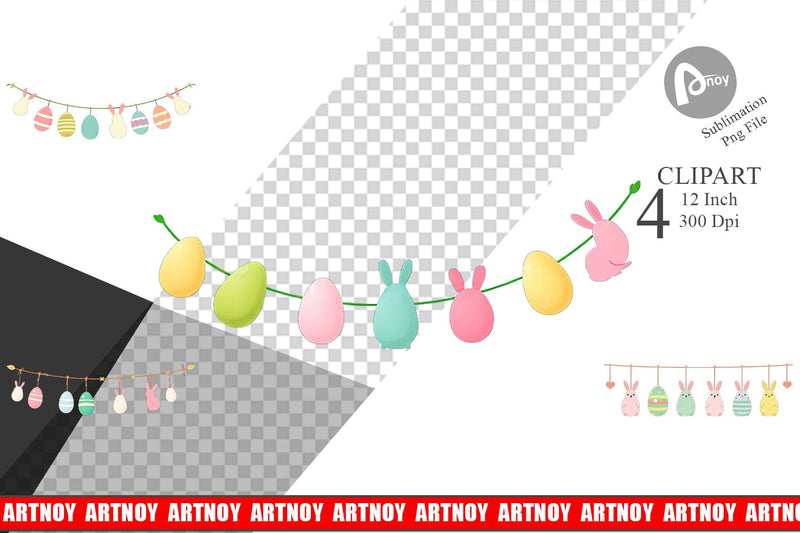 Easter Garland Clipart Sublimation artnoy 