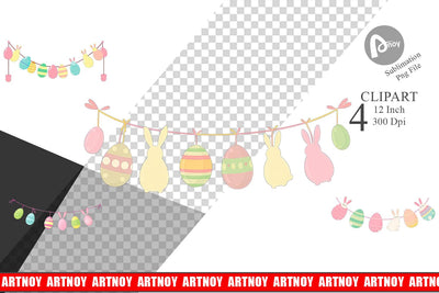Easter Garland Clipart Sublimation artnoy 