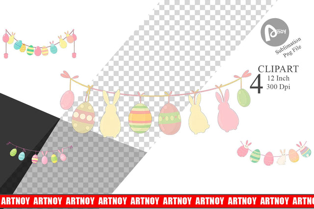 Easter Garland Clipart Sublimation artnoy 