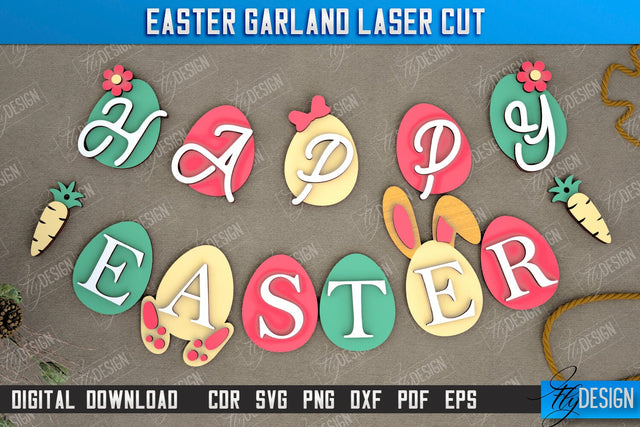Easter Garland | Easter Banner | Easter Decorations | Home Décor | Holiday | CNC File SVG Fly Design 