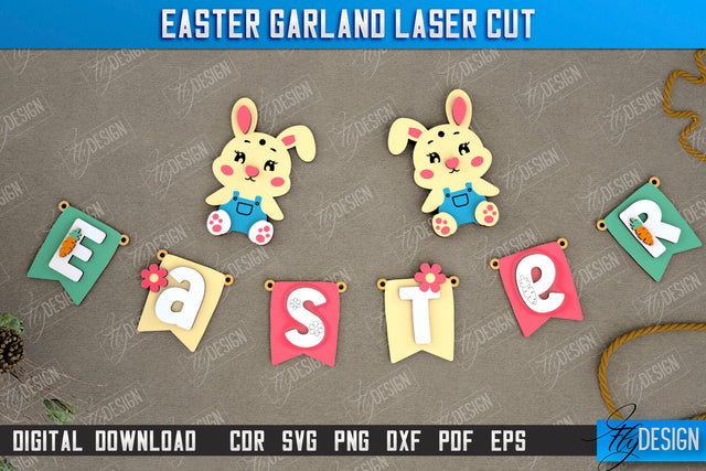 Easter Garland | Easter Banner | Easter Decorations | Home Décor | Holiday | CNC File SVG Fly Design 