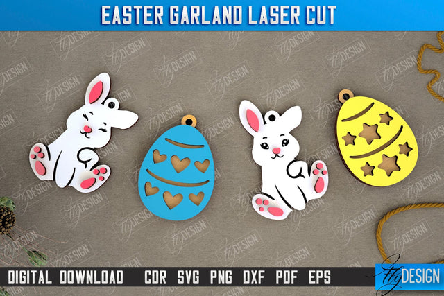 Easter Garland | Easter Banner | Easter Decorations | Home Décor | Holiday | CNC File SVG Fly Design 