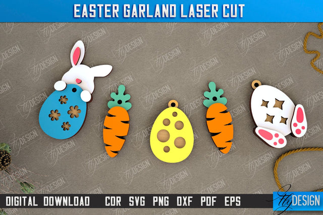 Easter Garland | Easter Banner | Easter Decorations | Home Décor | Holiday | CNC File SVG Fly Design 