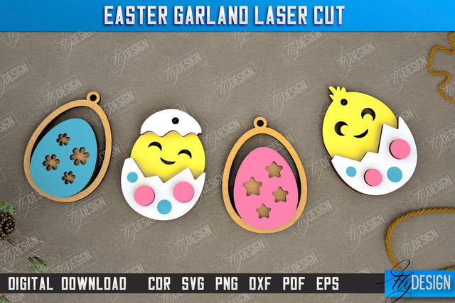 Easter Garland | Easter Banner | Easter Decorations | Home Décor | Holiday | CNC File SVG Fly Design 