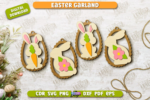 Easter Garland | Easter Banner | Easter Decorations | Home Décor | Holiday | CNC File SVG The T Store Design 