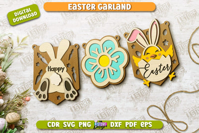 Easter Garland | Easter Banner | Easter Decorations | Home Décor | Holiday | CNC File SVG The T Store Design 