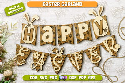 Easter Garland | Easter Banner | Easter Decorations | Home Décor | Holiday | CNC File SVG The T Store Design 