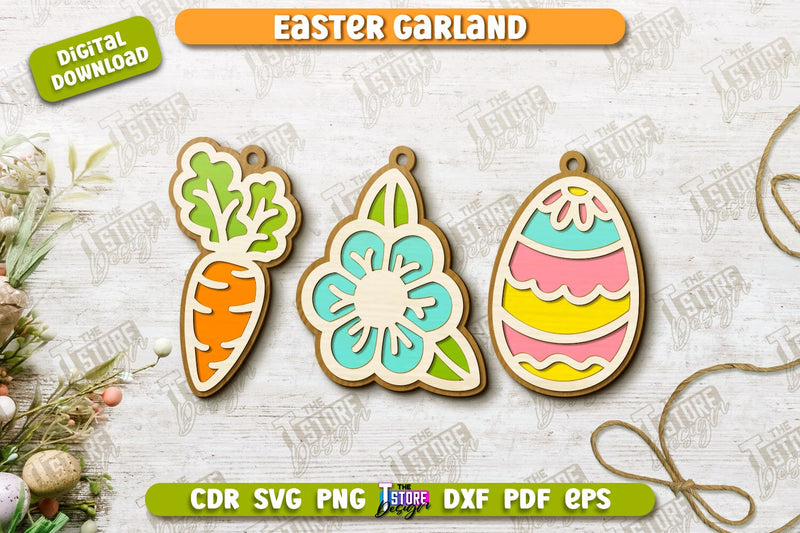 Easter Garland | Easter Banner | Easter Decorations | Home Décor | Holiday | CNC File SVG The T Store Design 